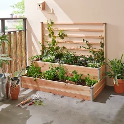 Castorama Carré Potager 2 étages Mon Petit Potager Treillis Design 125 X 60 X H.100 Cm