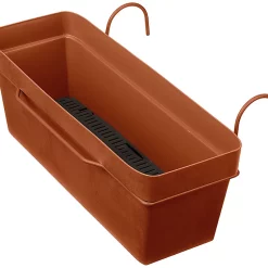Castorama Jardinière à Réserve D'eau Plastique Deroma Like Corten 49 X 28 X H.17 Cm