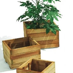 Castorama Lot De 3 Bacs Carrés Bois