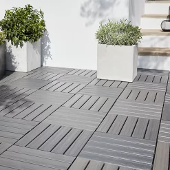 Castorama Lot De 4 Dalles Clipsables Composite Gris Lempa 30 X 30 Cm